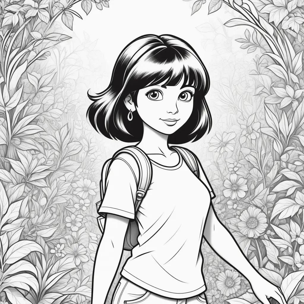 Black and white Dora the Explorer coloring pages