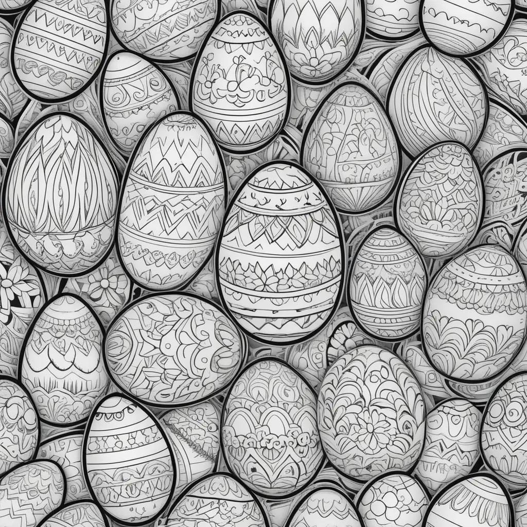 Black and white Easter egg coloring pages