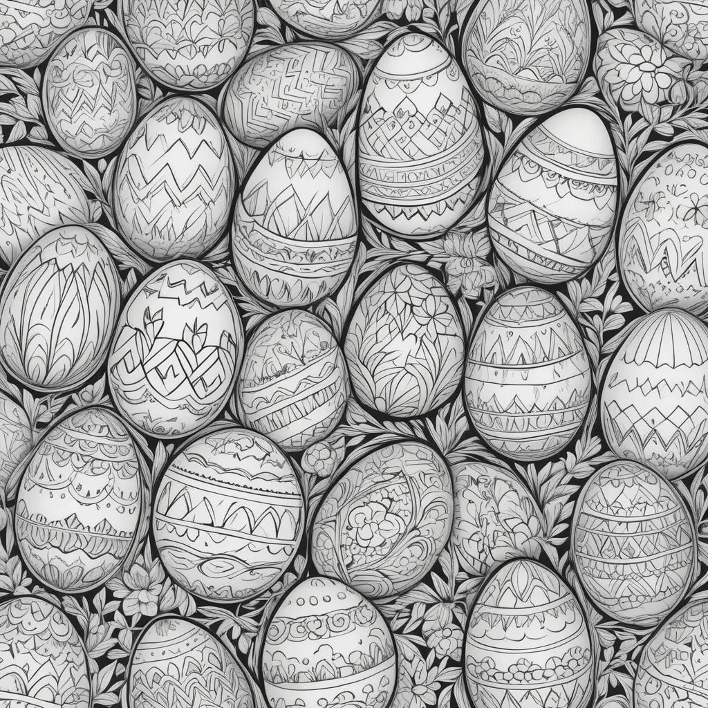 Black and white Easter egg coloring pages