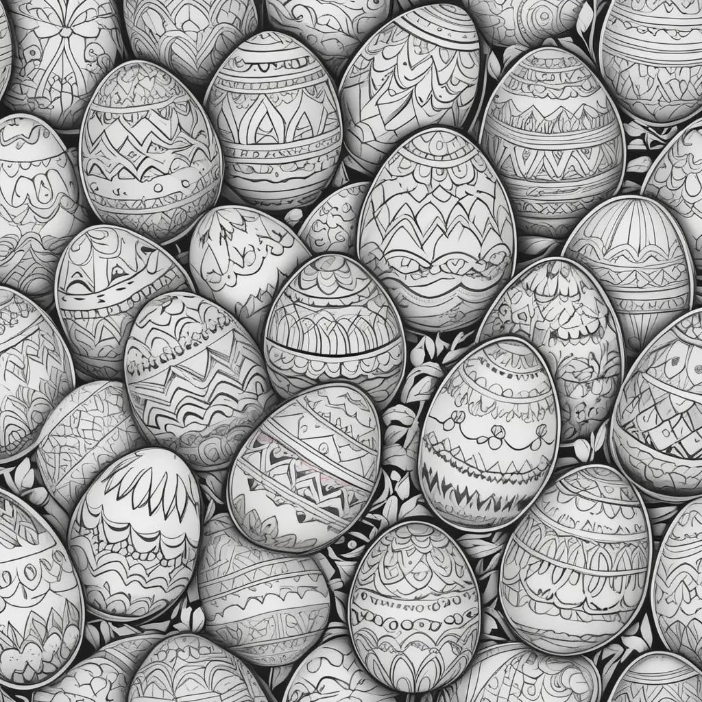 Black and white Easter eggs coloring page