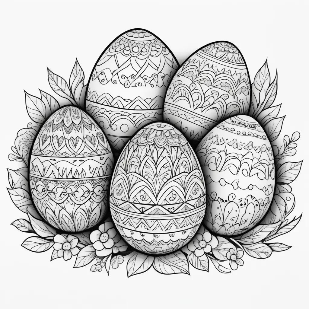 Black and white Easter eggs coloring page