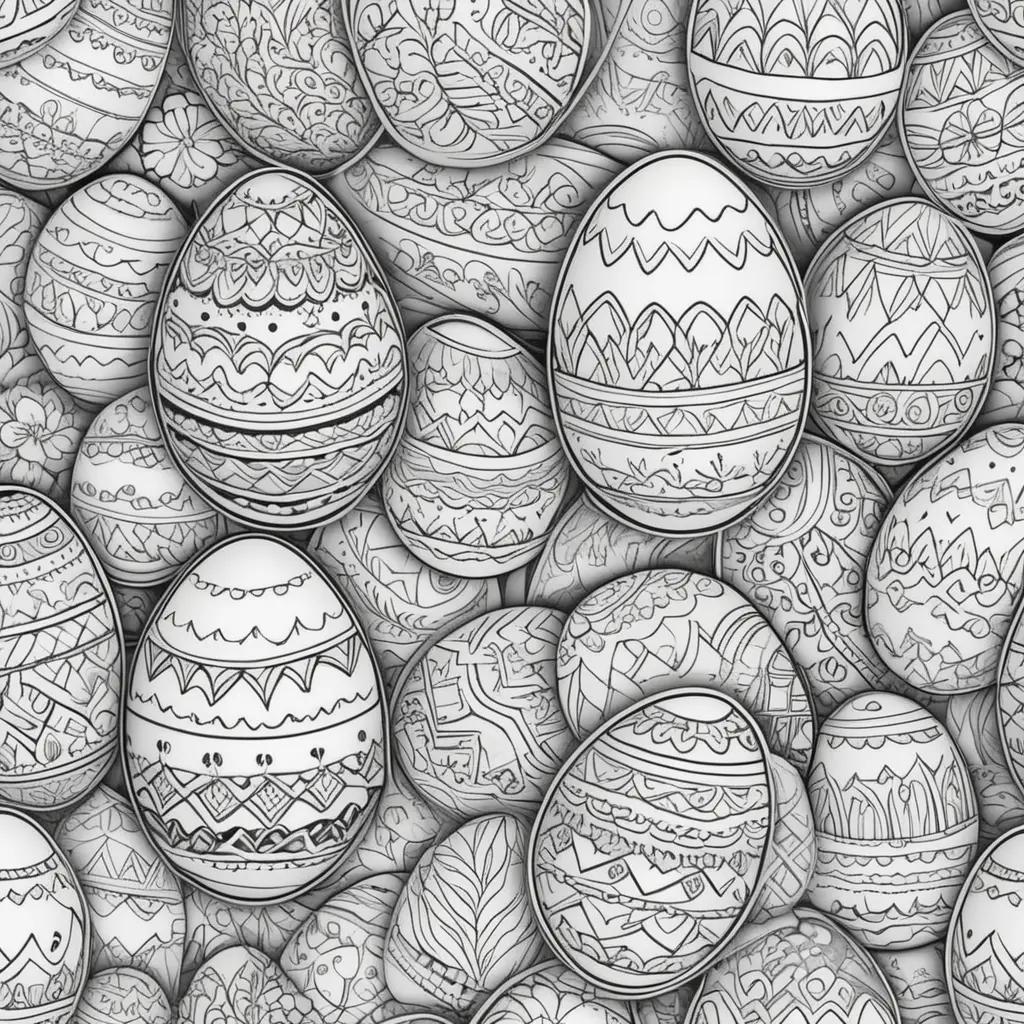 Black and white Easter eggs coloring pages