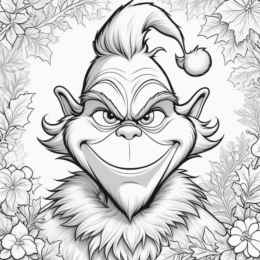 Black and white Grinch Christmas coloring pages