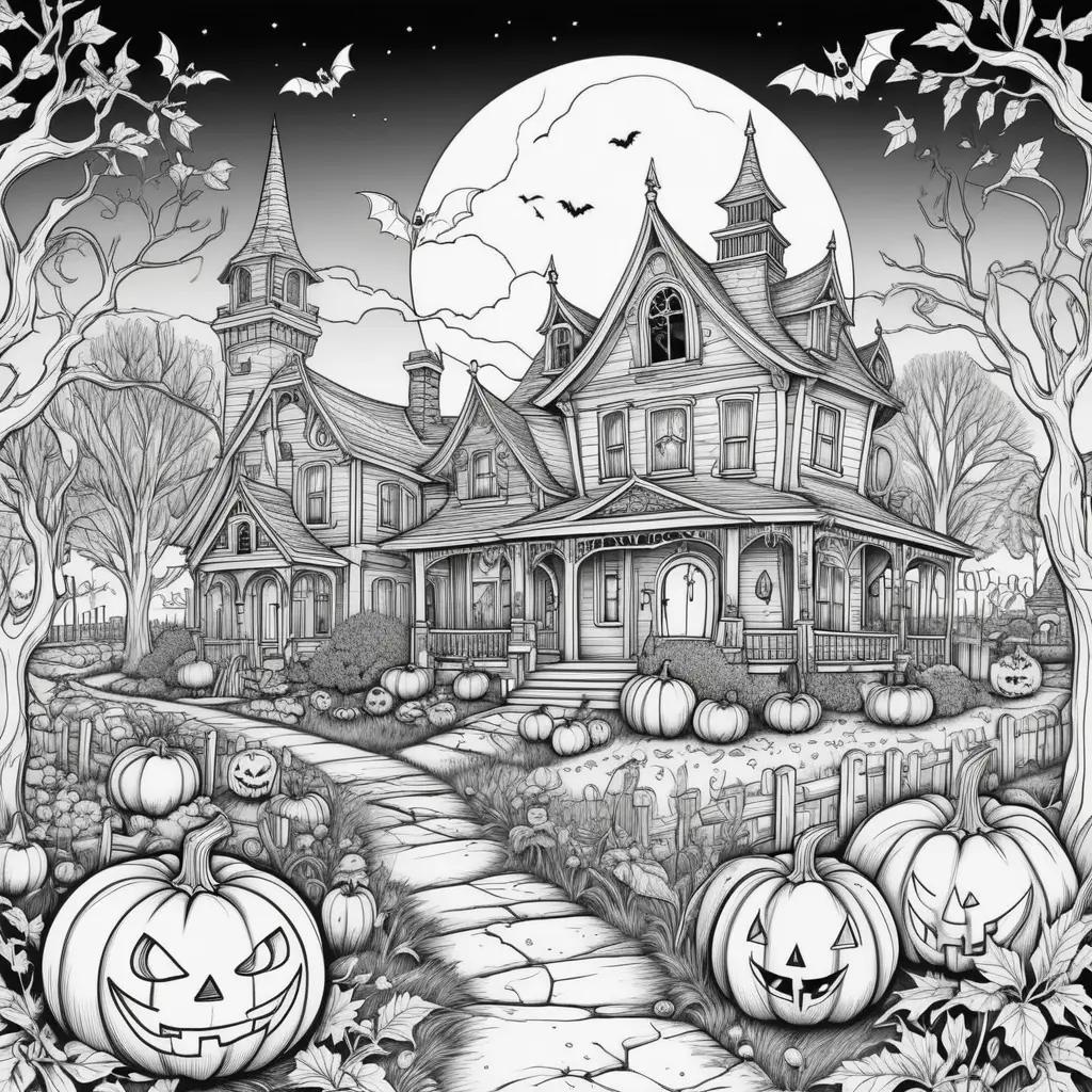 Black and white Halloween color pages