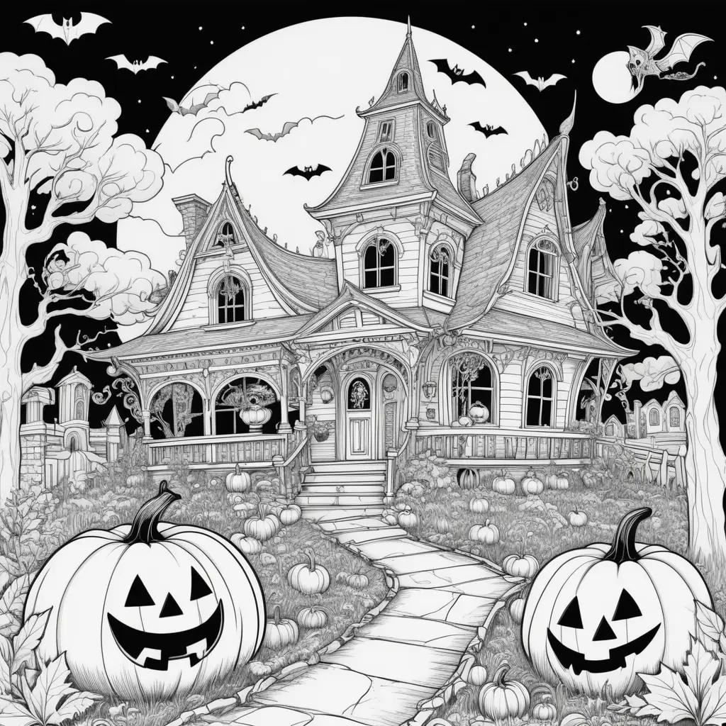 Black and white Halloween color pages