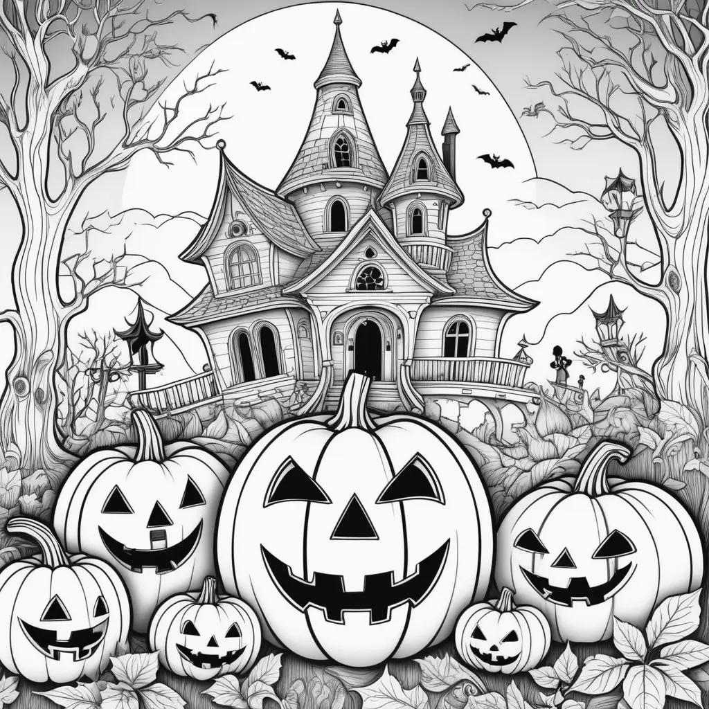 Black and white Halloween coloring pages for adults