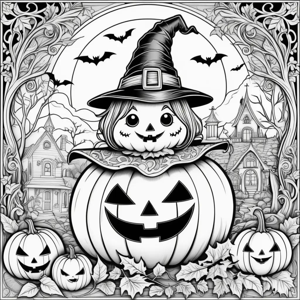 Black and white Halloween coloring pages for free to print