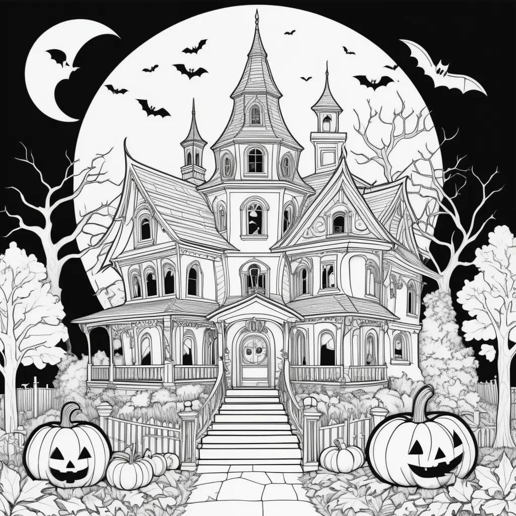 Black and white Halloween printables with bats and pumpkins