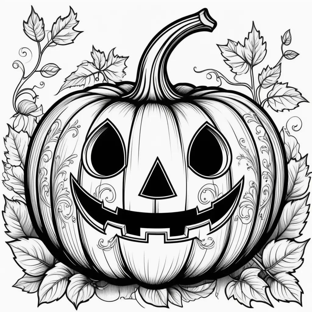 Black and white Halloween pumpkin coloring page