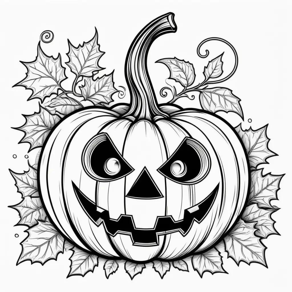 Black and white Halloween pumpkin coloring page