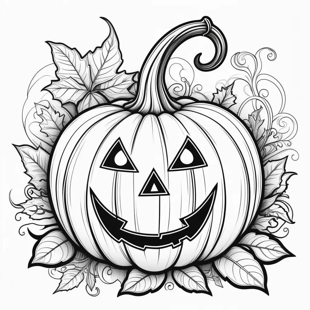 Black and white Halloween pumpkin coloring pages