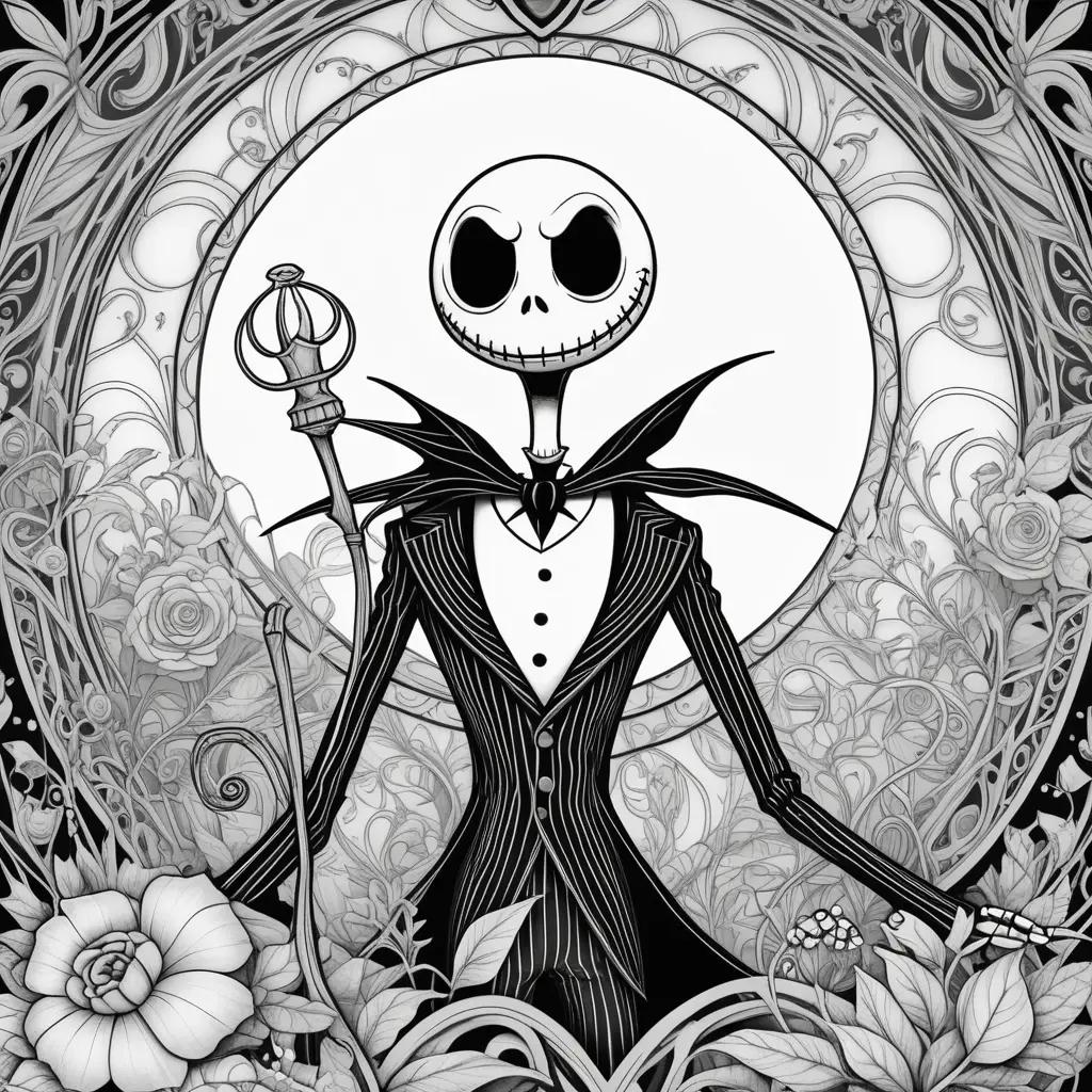 Black and white Jack Skellington coloring pages