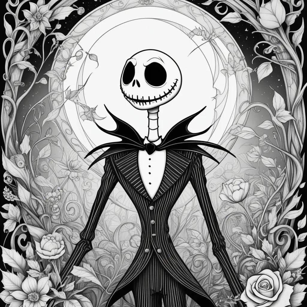 Black and white Jack Skellington drawing