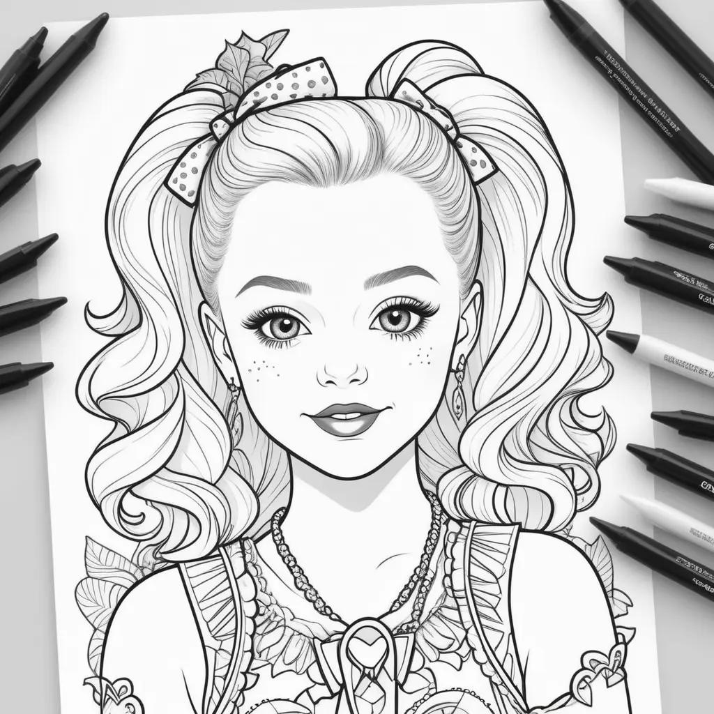 Black and white Jojo Siwa coloring pages with markers