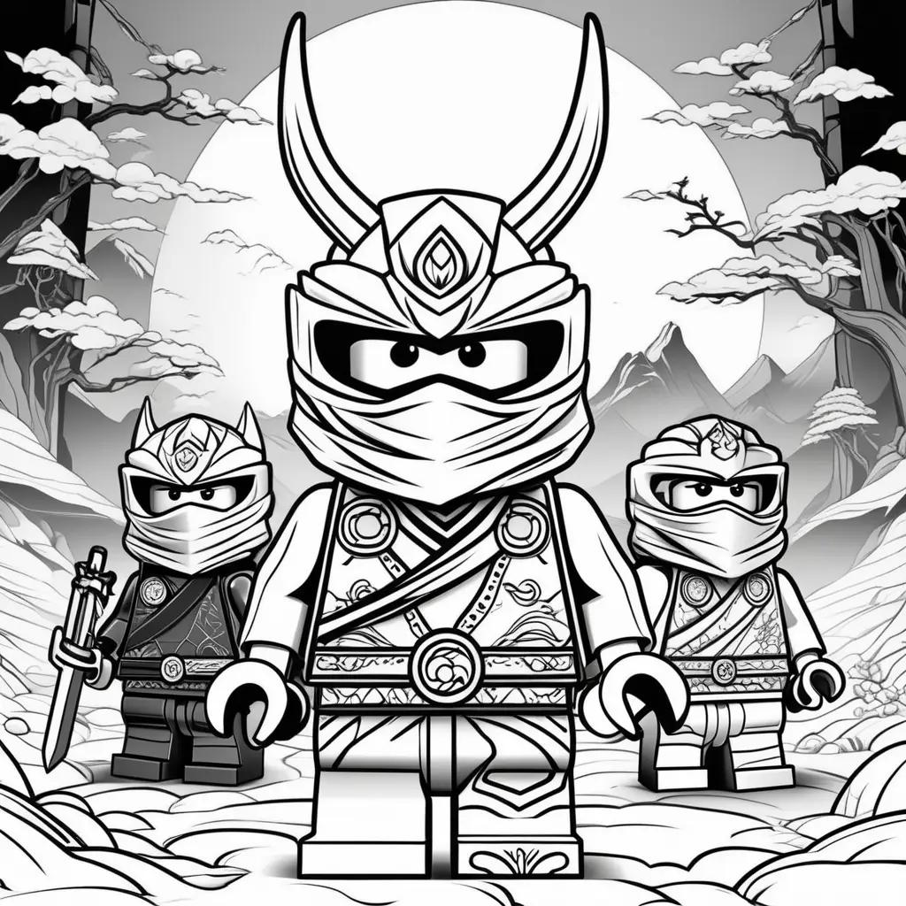 Black and white Lego Ninjago coloring pages