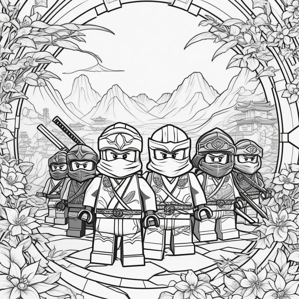 Black and white Lego Ninjago coloring pages