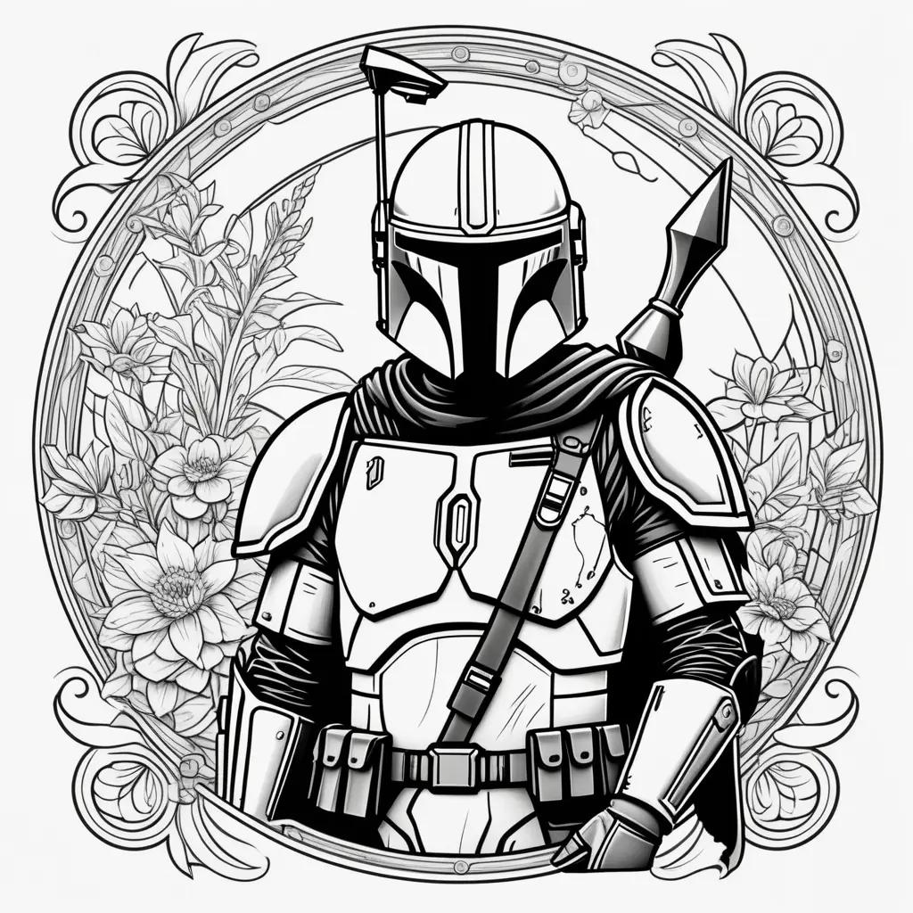 Black and white Mandalorian color pages