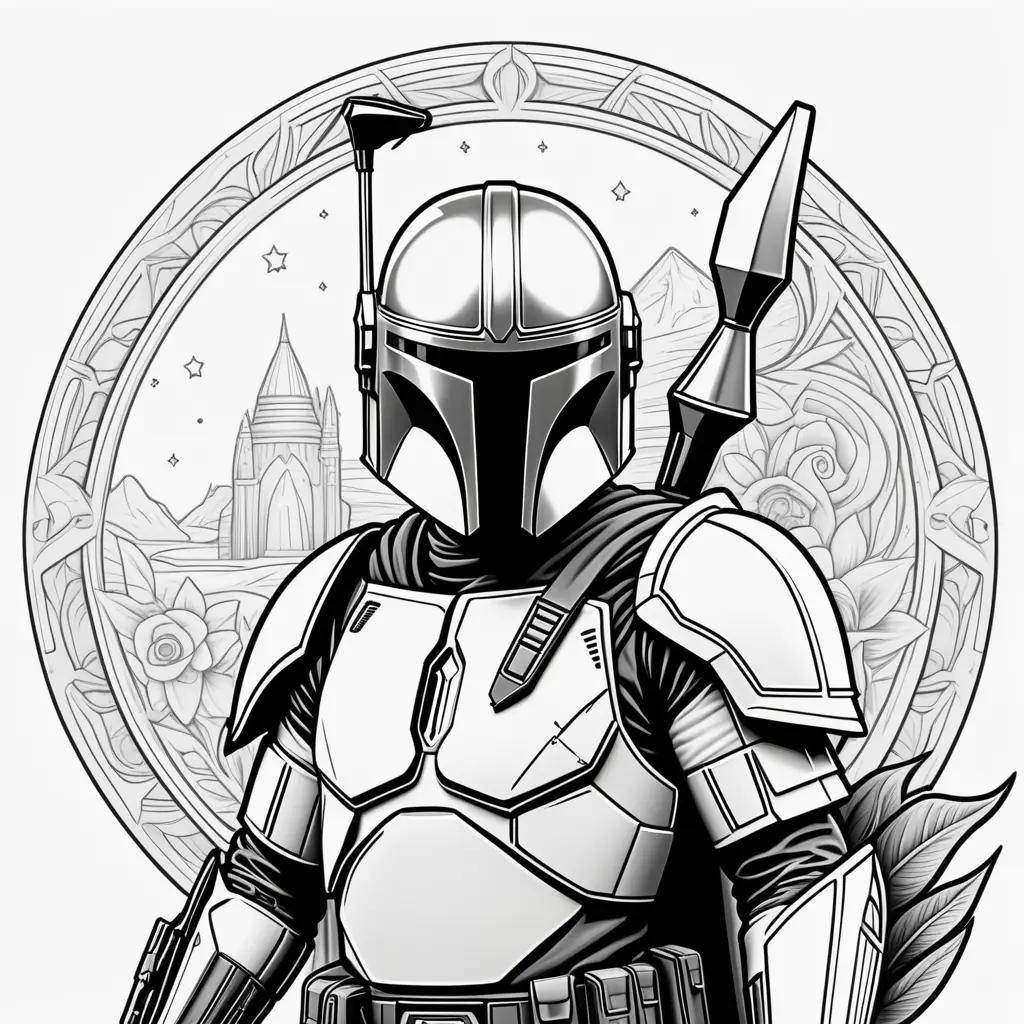 Black and white Mandalorian color pages