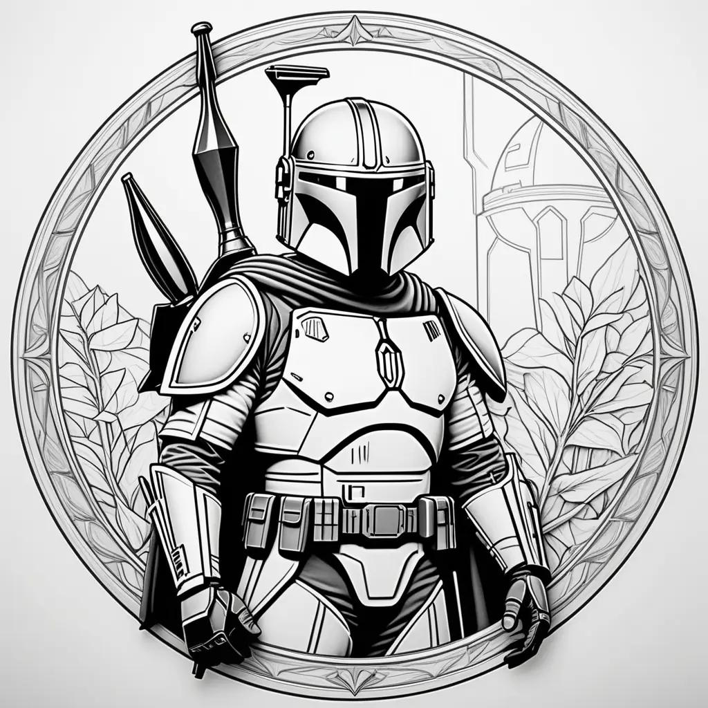 Black and white Mandalorian color pages