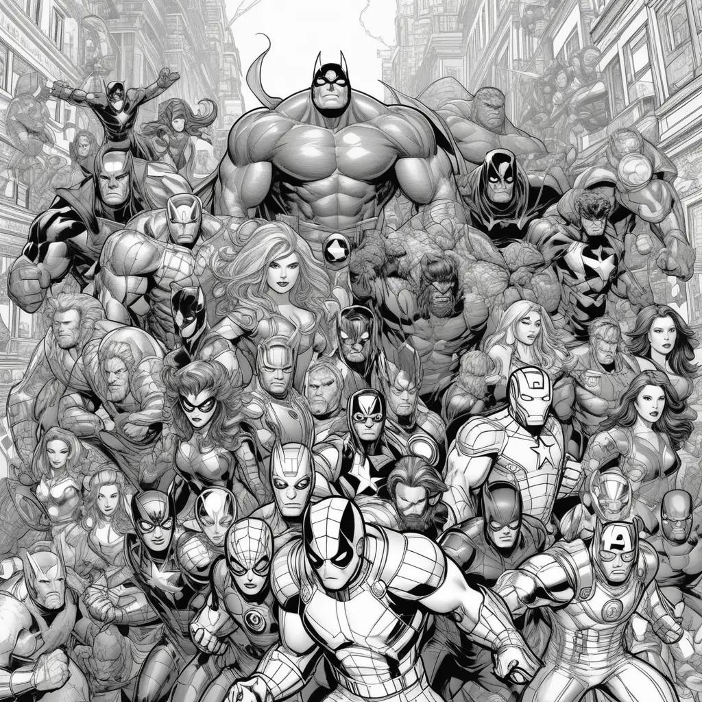 Black and white Marvel comic with color pages