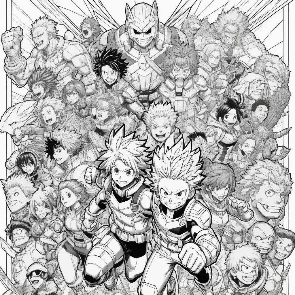 Black and white My Hero Academia coloring pages