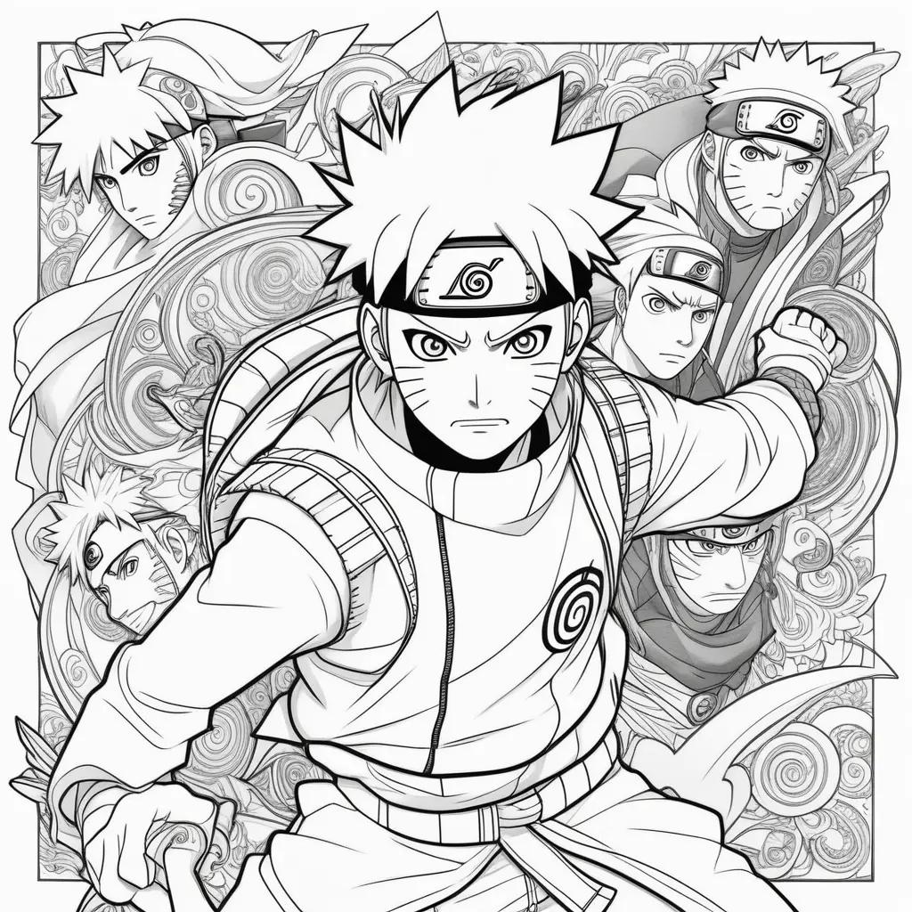 Black and white Naruto coloring pages