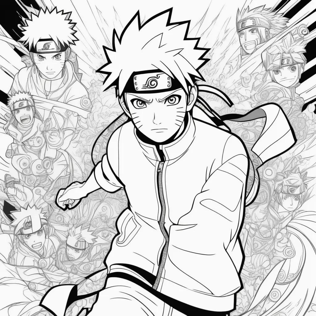 Black and white Naruto coloring pages