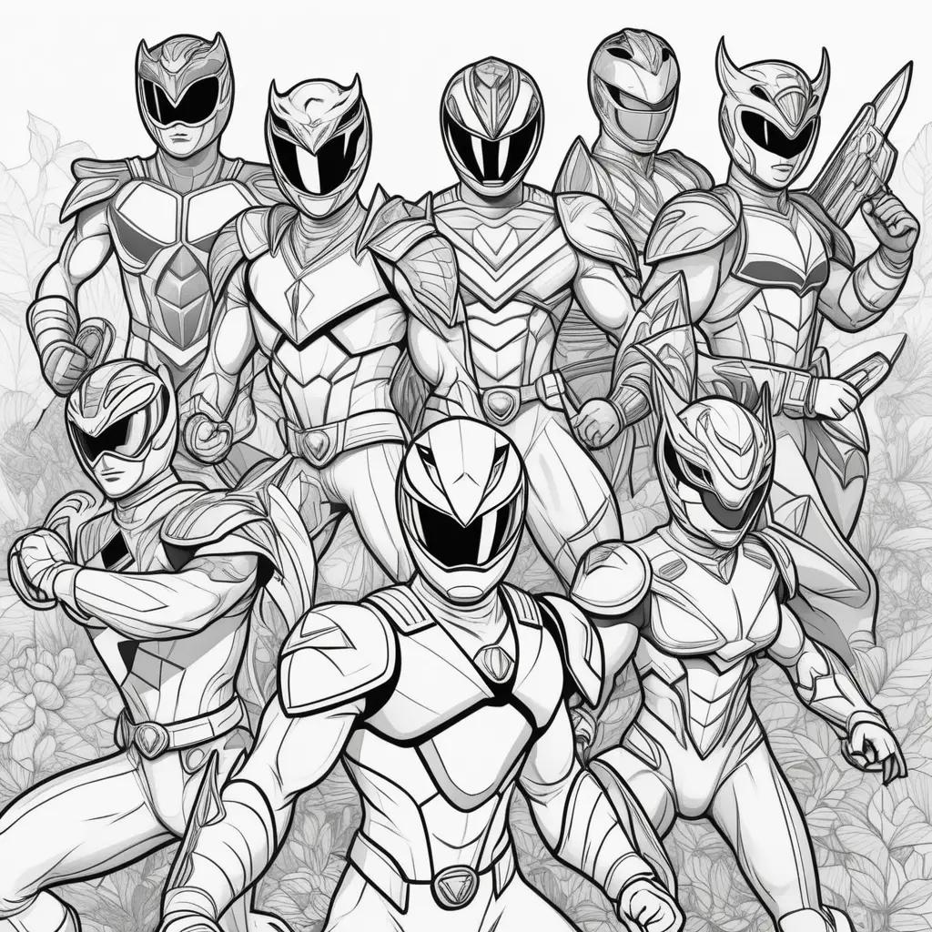 Black and white Power Rangers coloring pages