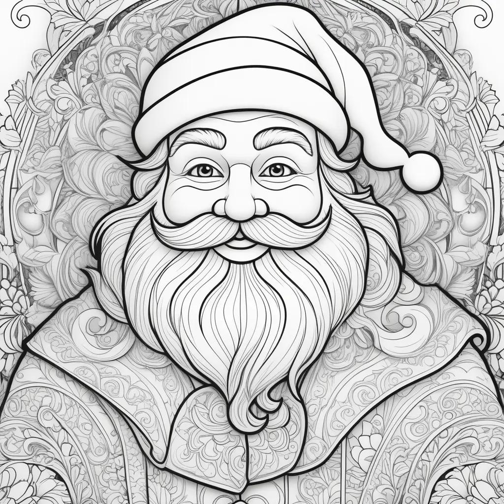 Black and white Santa Claus coloring page