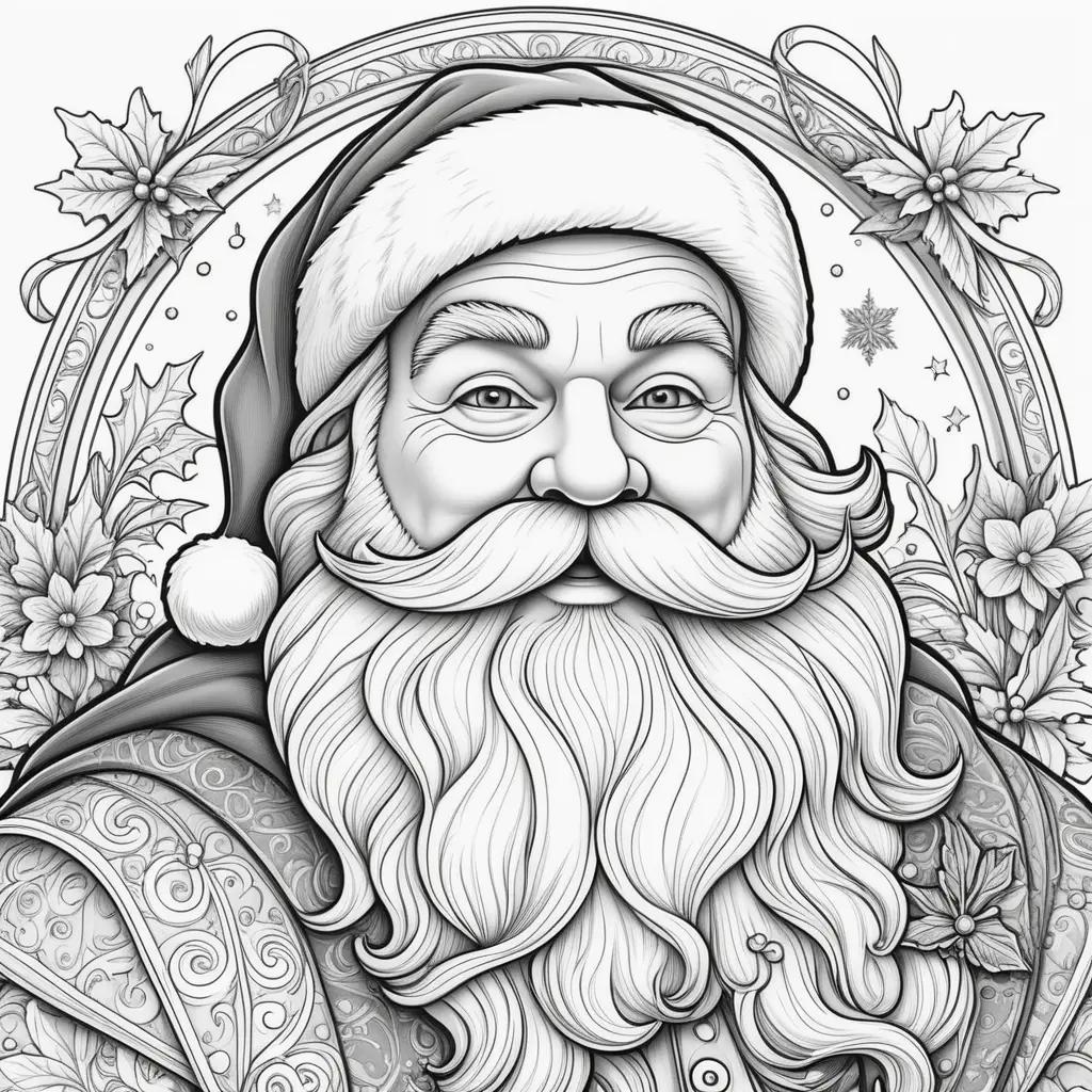 Black and white Santa Claus coloring pages