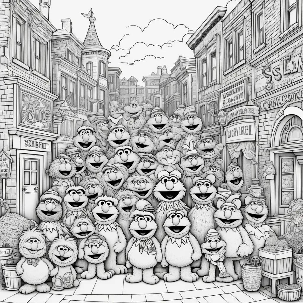 Black and white Sesame Street coloring pages