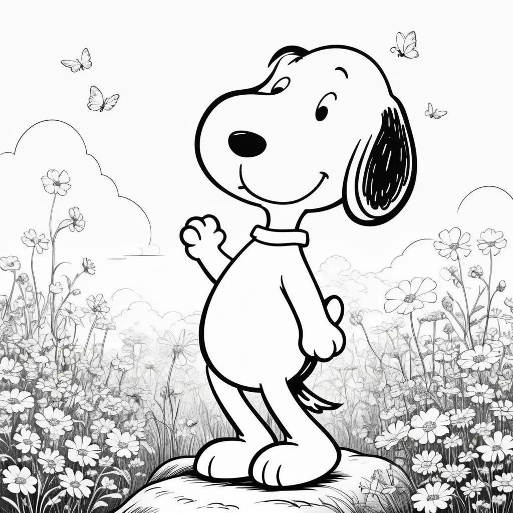 Black and white Snoopy coloring pages