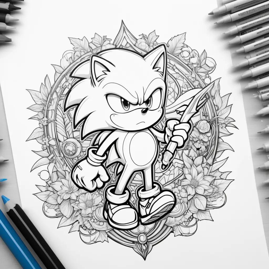 Black and white Sonic the Hedgehog coloring pages