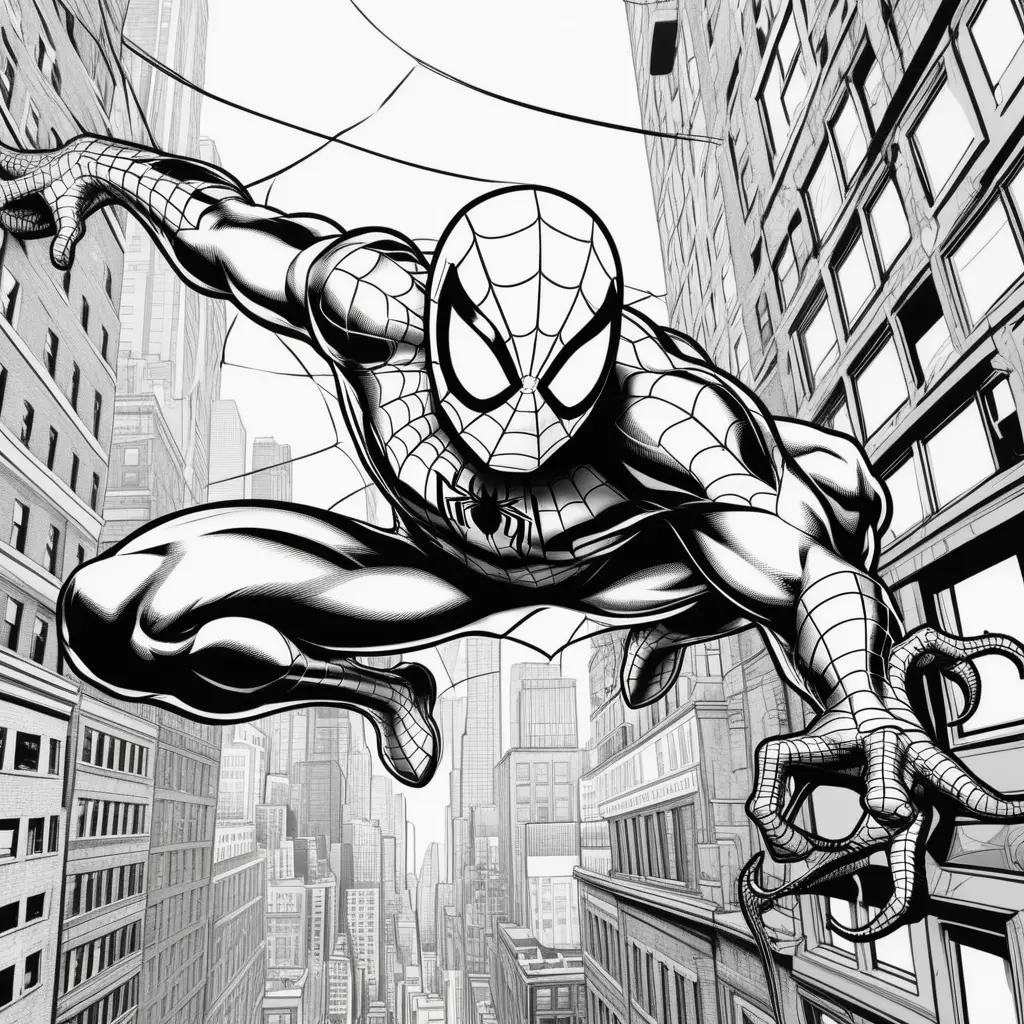 Black and white Spiderman color pages