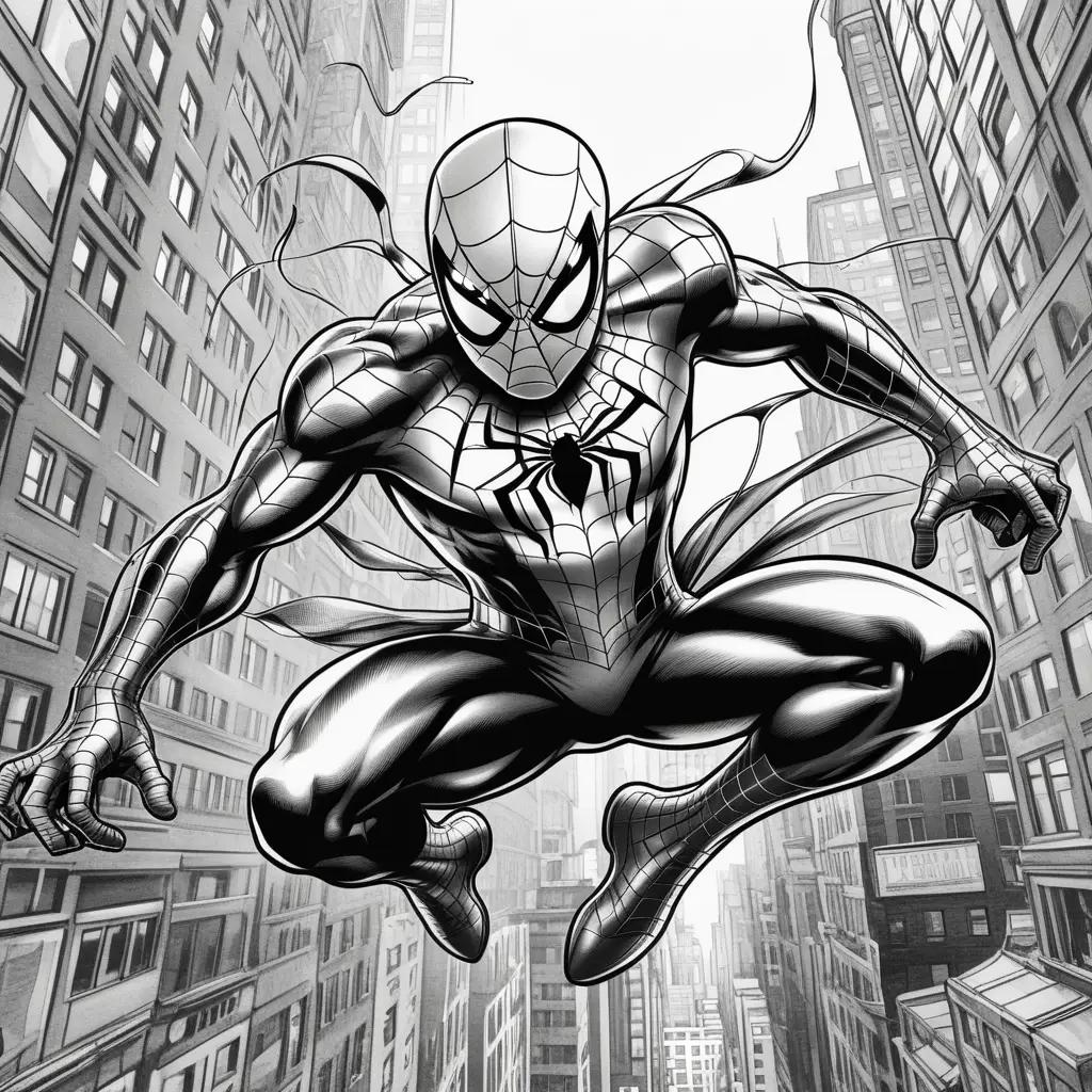 Black and white Spiderman color pages