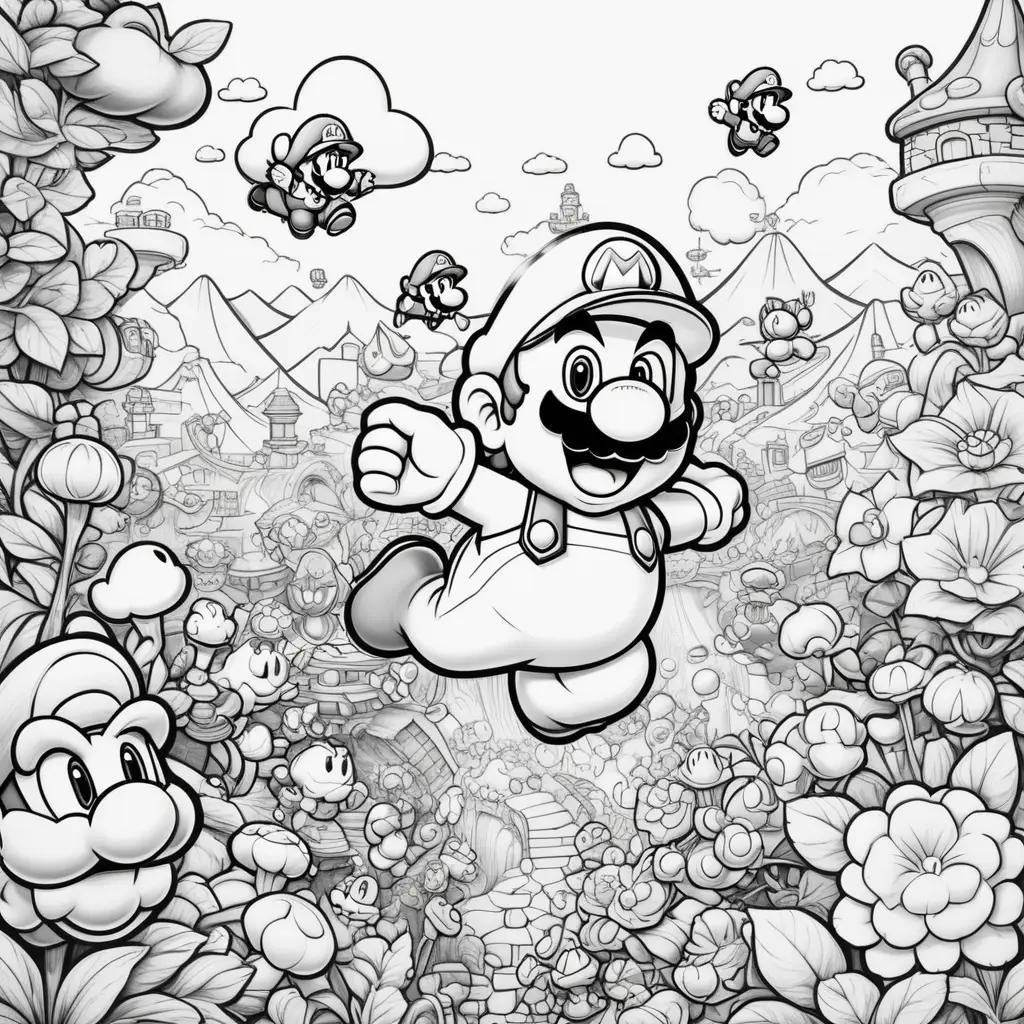 Black and white Super Mario Bros coloring pages