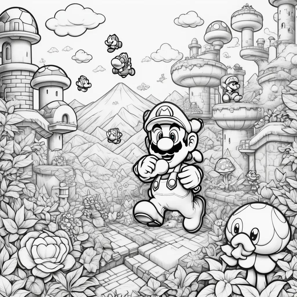 Black and white Super Mario Bros. coloring pages