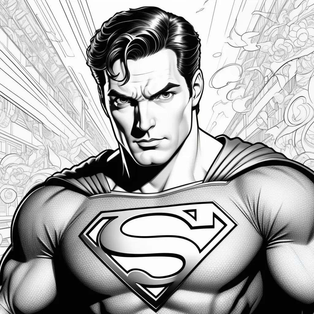 Black and white Superman coloring pages with S