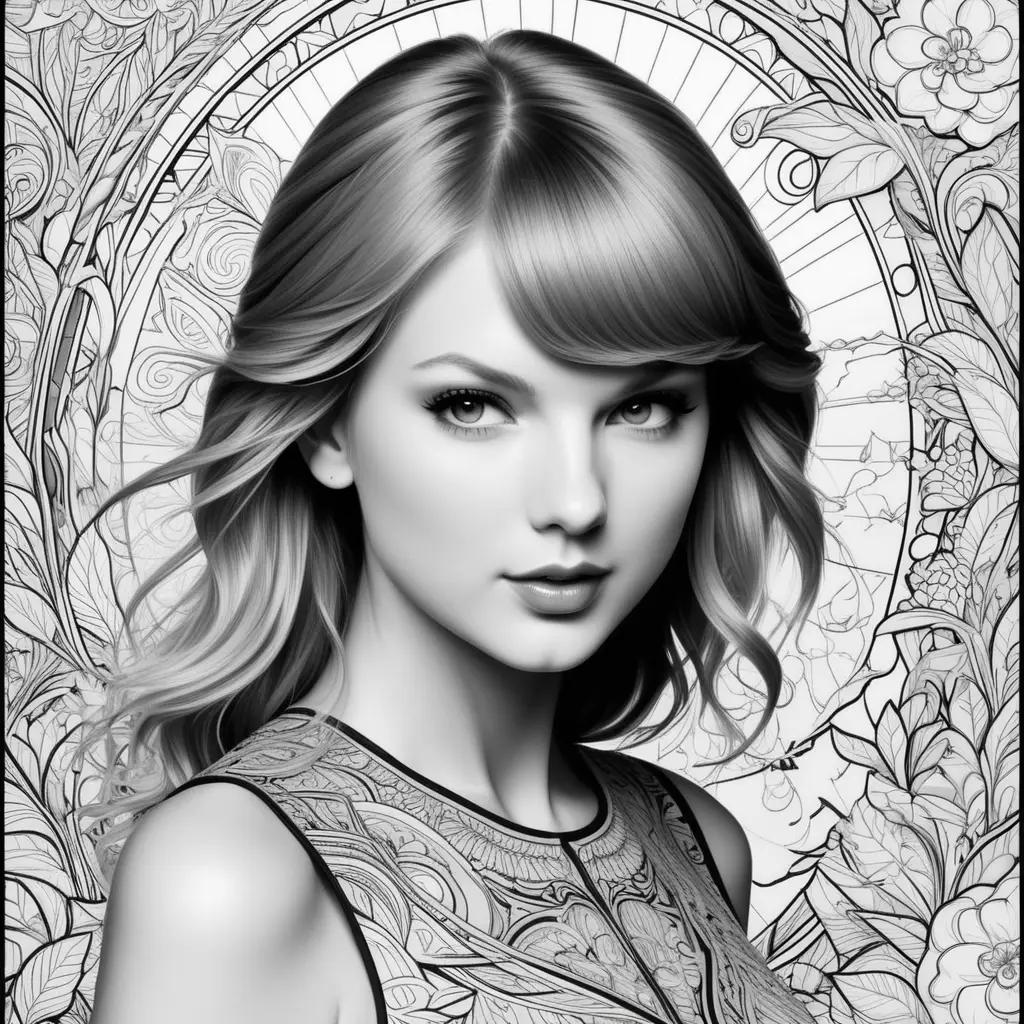 Black and white Taylor Swift coloring pages