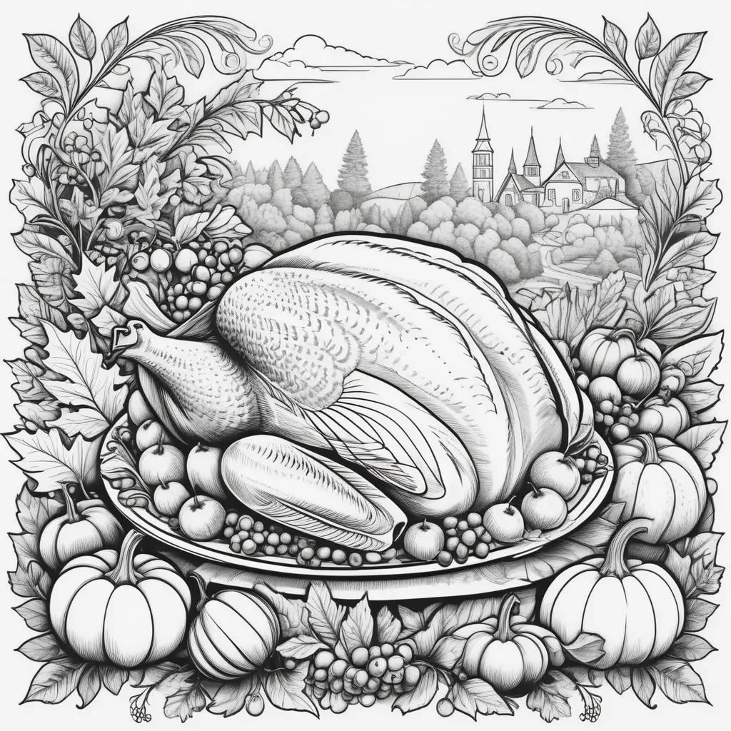 Black and white Thanksgiving coloring pages