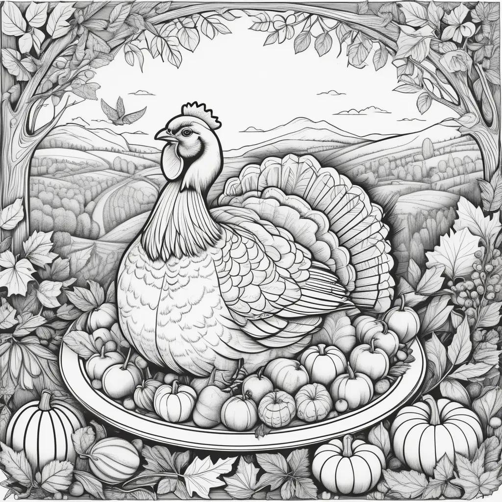 Black and white Thanksgiving turkey coloring pages