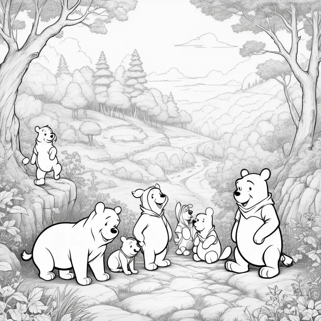 Black and white Winnie the Pooh characters