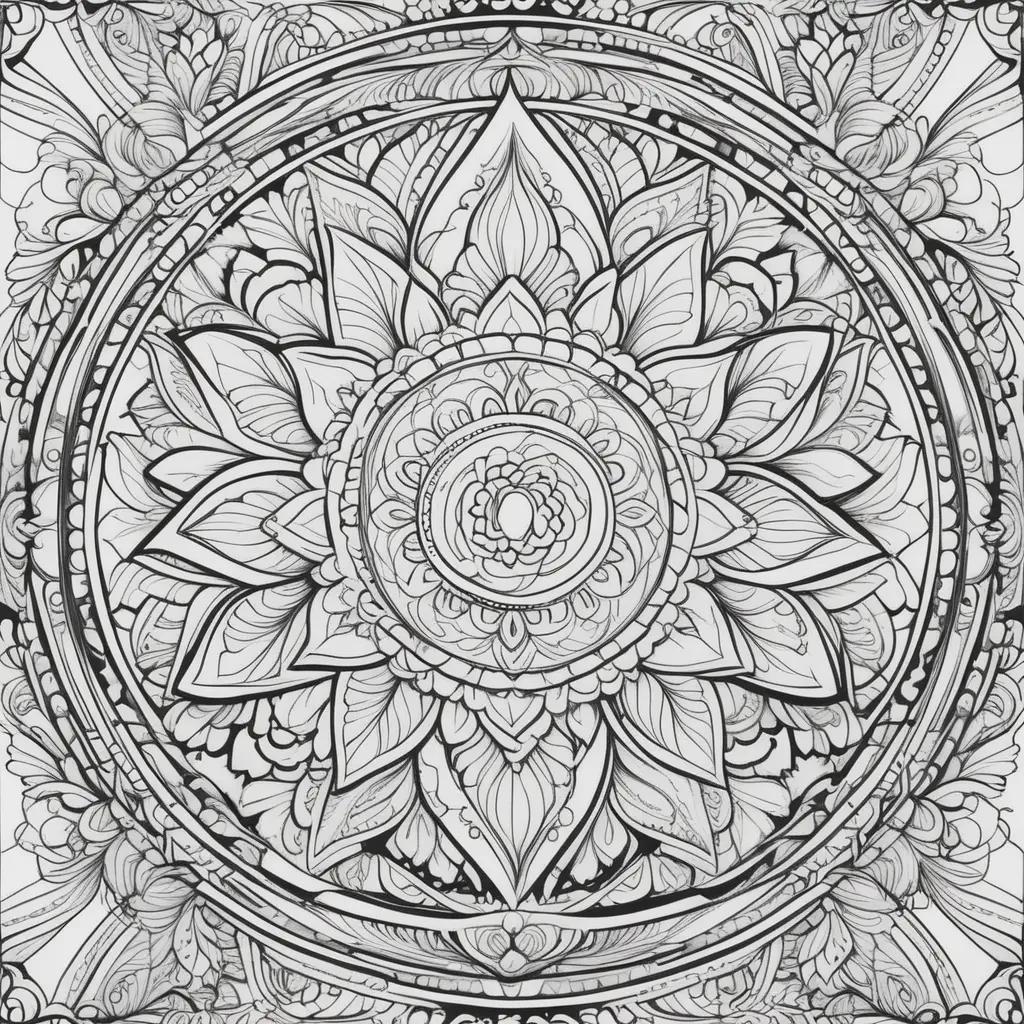 Black and white adult coloring pages featuring a flower