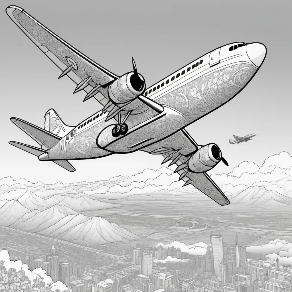 Black and white airplane coloring pages