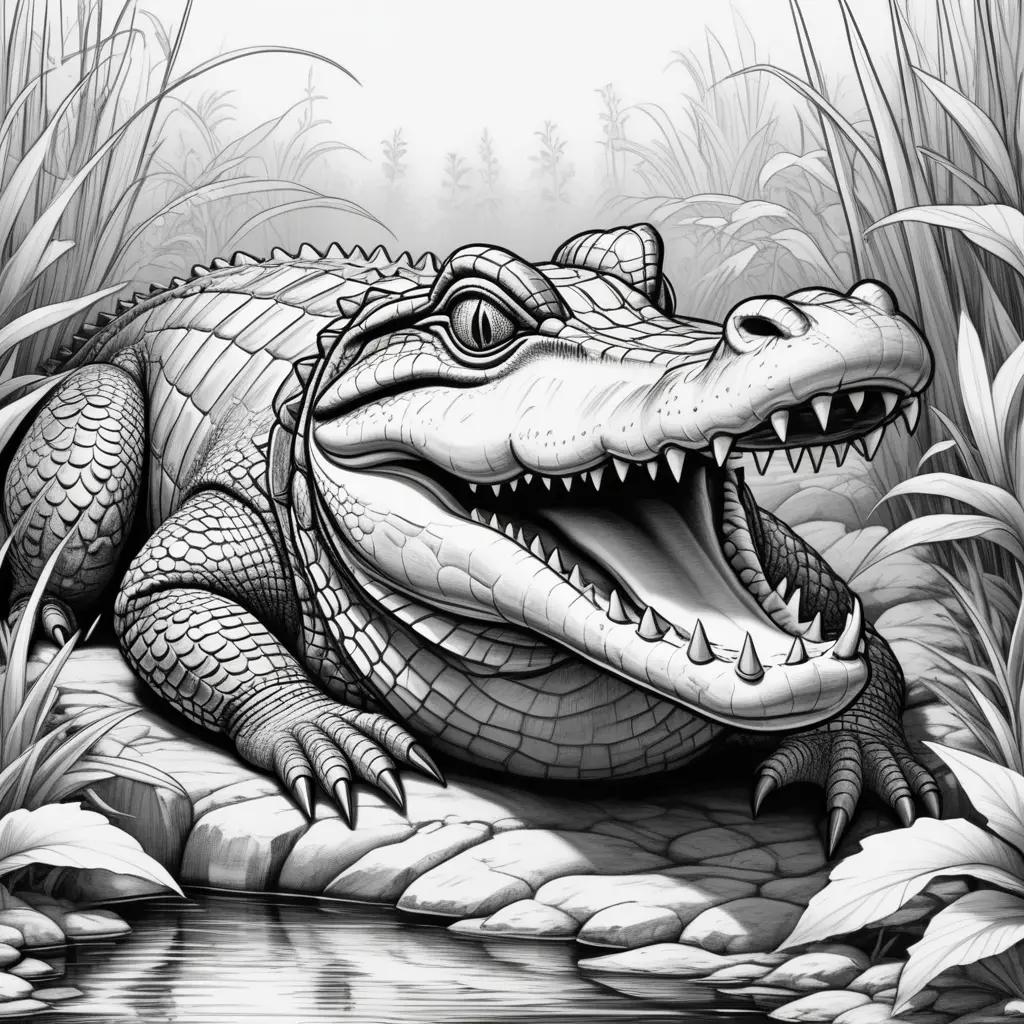 Black and white alligator color pages