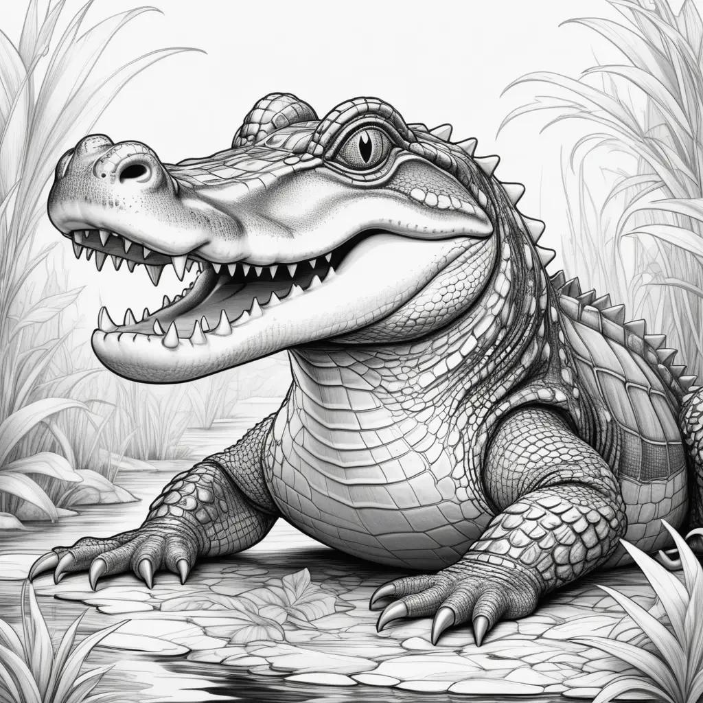 Black and white alligator color pages