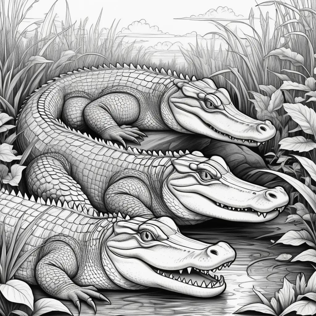 Black and white alligator coloring pages