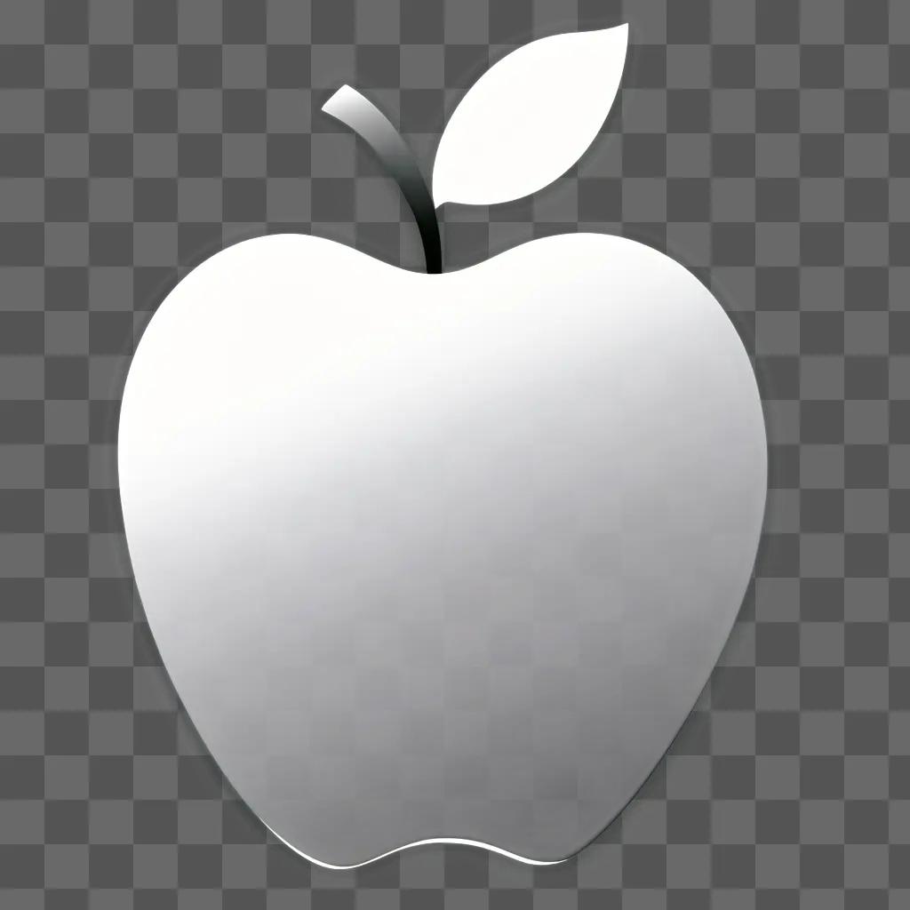 Black and white apple clipart with a leaf