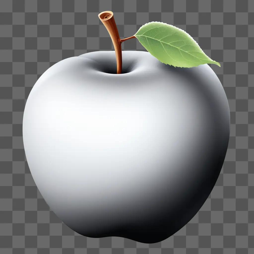 Black and white apple clipart with leaf