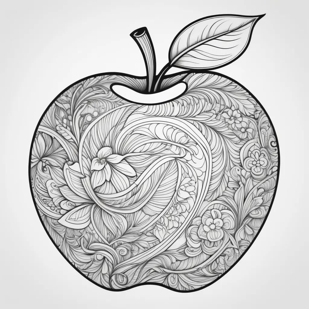 Black and white apple coloring pages for adults